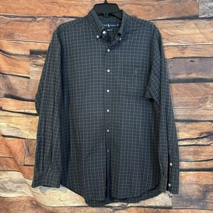 Ralph Lauren L Men's Plaid Button Down Shirt Classic Fit Blue Green Long Sleeve
